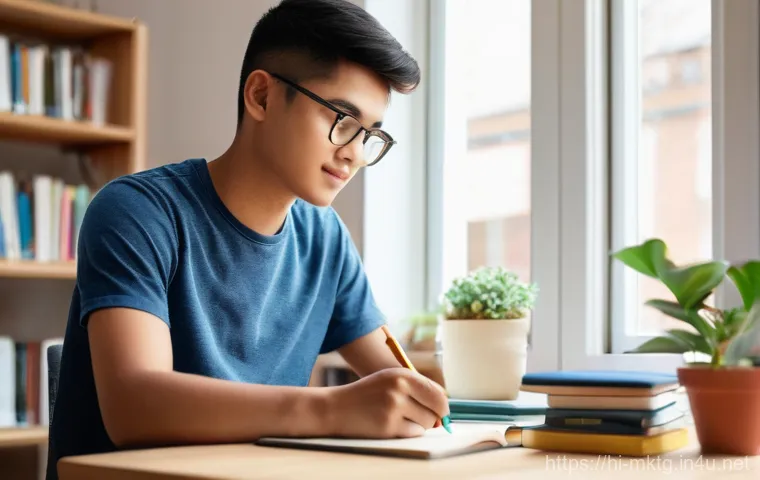 마케팅관리사 시험 대비 최종 점검 리스트 - **Prompt 1: The Foundation of Knowledge**
A focused young student, appearing around 18-20 years ...